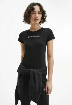 Calvin Klein Jeans SLIM - T-shirt Imprimé - Ck Black