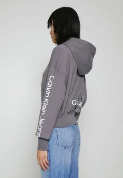 Calvin Klein Jeans BACK TWO TONE MONOGRAM HOODIE - Sweatshirt - Fossil Grey