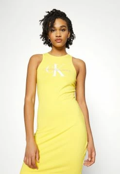 Calvin Klein Jeans SEASONAL MONOGRAM TANK DRESS - Robe En Jersey - Super Lemon -Calvin Klein Elegant Magasin afe499aedc674f7f8a31369db46ab351