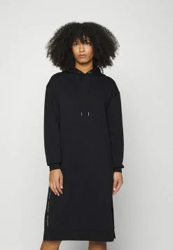 Calvin Klein Jeans SIDE REPEAT LOGO HOODIE DRESS - Robe De Jour - Black