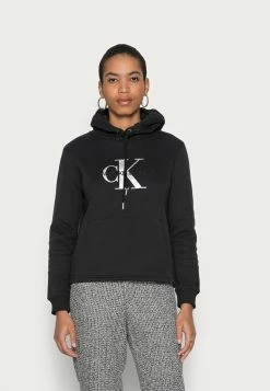 Calvin Klein Jeans GLOSSY MONOGRAM HOODIE - Sweatshirt - Black