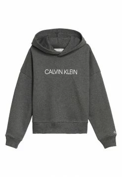 Calvin Klein Jeans BOXY LOGO - Sweat à Capuche - Dark Grey Heather -Calvin Klein Elegant Magasin b244f2228e7044d4a601f6e370e02b74