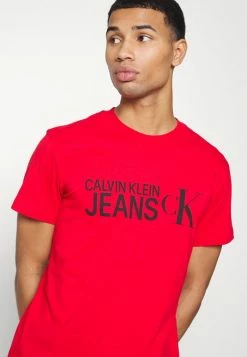 Calvin Klein Jeans SEASONAL INSTITUTIONAL TEE - T-shirt Imprimé - Salsa -Calvin Klein Elegant Magasin b289c6c2f1694bb6aaf44227a6ab7692
