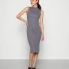 Calvin Klein Jeans MONOGRAM BADGE DRESS - Robe Pull - Fossil Grey