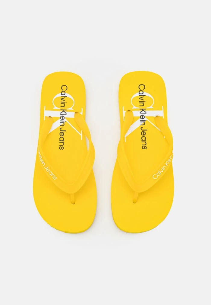 Calvin Klein Jeans BEACH MONOGRAM - Tongs - Super Lemon 1 Calvin Klein Jeans BEACH MONOGRAM - Tongs - Super Lemon