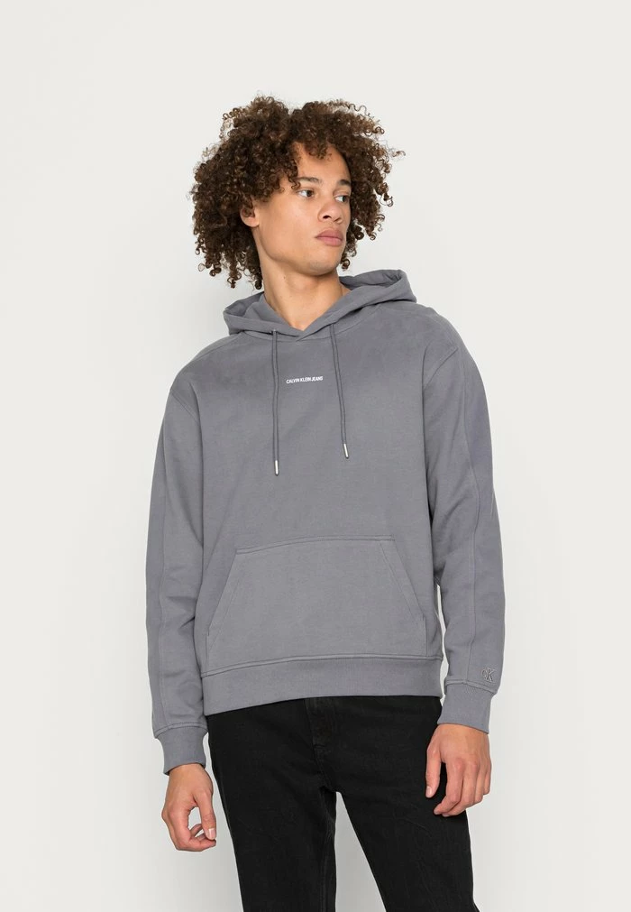 Calvin Klein Jeans MICRO BRANDING HOODIE - Sweat à Capuche - Fossil Grey 1 Calvin Klein Jeans MICRO BRANDING HOODIE - Sweat à Capuche - Fossil Grey