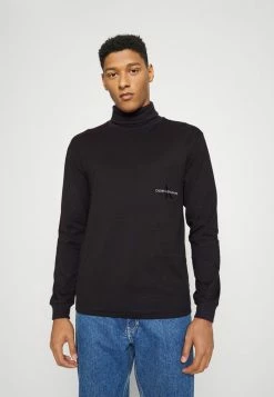 Calvin Klein Jeans OFF PLACED ROLL NECK TEE - T-shirt à Manches Longues - Black