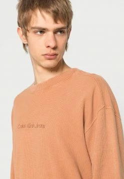 Calvin Klein Jeans INSTITUTIONAL WAFFLE - Sweatshirt - Tobacco Brown -Calvin Klein Elegant Magasin bd27a8aec4d9443b8c6d9bdea1f48392