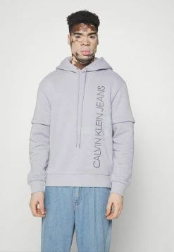 Calvin Klein Jeans DOUBLELAYER VERTICAL PUFF HOODIE UNISEX - Sweatshirt - Marble Grey