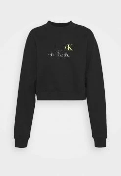 Calvin Klein Jeans MONOGRAM CROPPED - Sweatshirt - Black -Calvin Klein Elegant Magasin c1d6e51eb5c44e2ea584620b20f296c1