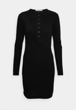 Calvin Klein Jeans BADGE HENLEY DRESS - Robe En Jersey - Black -Calvin Klein Elegant Magasin c1e8b6f8114e41979c3a19d8766b6f59