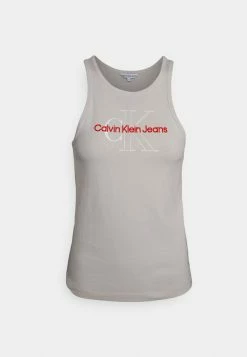 Calvin Klein Jeans TWO TONE MONOGRAM TANK - Débardeur - Eggshell