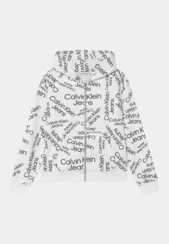 Calvin Klein Jeans STACKED LOGO ZIP THROUGH UNISEX - Sweat à Capuche Zippé - White