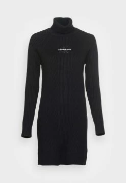 Calvin Klein Jeans MONOGRAM ROLL NECK DRESS - Robe Pull - Black -Calvin Klein Elegant Magasin c4ce93ad48e74e42913f962854d7aba3