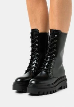 Calvin Klein Jeans FLATFORM MID LACEUP BOOT - Bottes à Plateau - Black