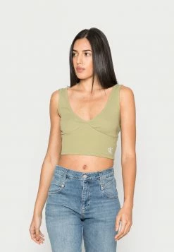 Calvin Klein Jeans CROP - Débardeur - Faded Olive