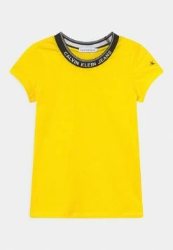 Calvin Klein Jeans INTARSIA NECK LOGO - T-shirt Imprimé - Bright Sunshine
