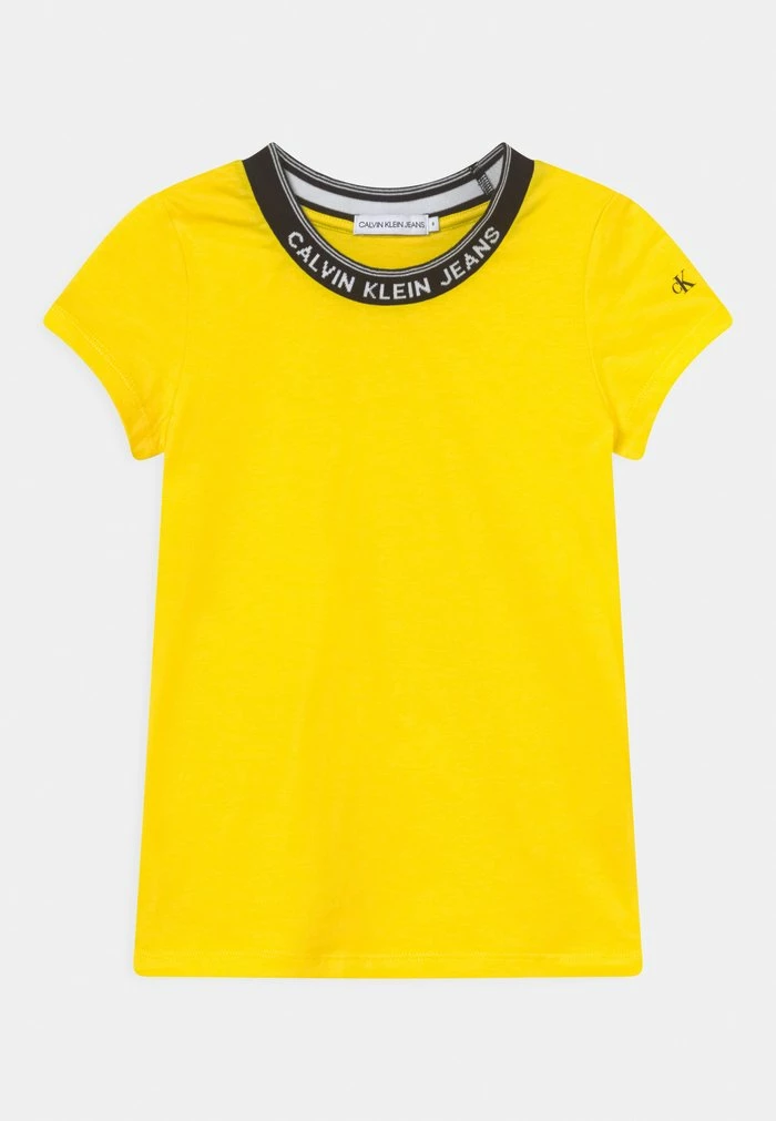 Calvin Klein Jeans INTARSIA NECK LOGO - T-shirt Imprimé - Bright Sunshine 1 Calvin Klein Jeans INTARSIA NECK LOGO - T-shirt Imprimé - Bright Sunshine