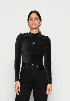Calvin Klein Jeans VELVET LONG SLEEVE - T-shirt à Manches Longues - Black