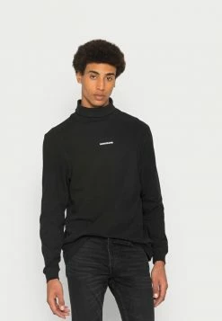 Calvin Klein Jeans MICRO BRANDING FUNNEL NECK TEE - T-shirt à Manches Longues - Black