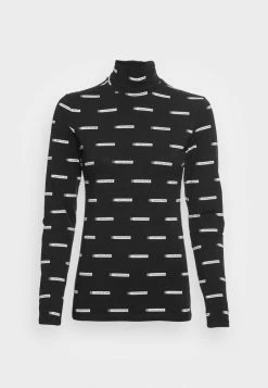 Calvin Klein Jeans LOGO ALL OVER PRINT ROLL NECK - T-shirt à Manches Longues - Black -Calvin Klein Elegant Magasin cd897cf21f1749a9a51ed7a2c114fdd8