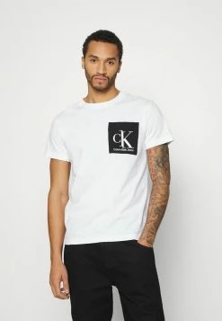 Calvin Klein Jeans SPLICED POCKET TEE - T-shirt Imprimé - Bright White
