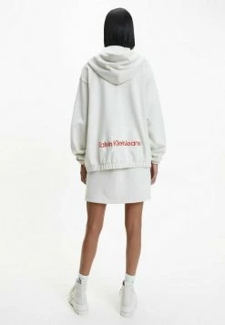 Calvin Klein Jeans Sweat à Capuche Zippé - Eggshell -Calvin Klein Elegant Magasin cf63d89ae6d2435d9986f42a2ccaf43a