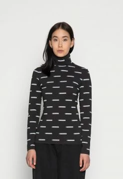 Calvin Klein Jeans LOGO ALL OVER PRINT ROLL NECK - T-shirt à Manches Longues - Black