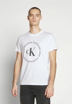 Calvin Klein Jeans ROUND LOGO TEE - T-shirt Imprimé - Bright White