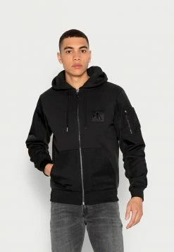 Calvin Klein Jeans BOX MIX MEDIA ZIP THROUGH - Sweat à Capuche Zippé - Black