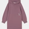 Calvin Klein Jeans MONOGRAM OFF PLACED HOODIE - Robe De Jour - Dusky Orchid