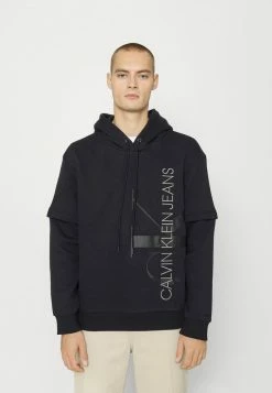 Calvin Klein Jeans DOUBLELAYER VERTICAL PUFF HOODIE UNISEX - Sweatshirt - Black