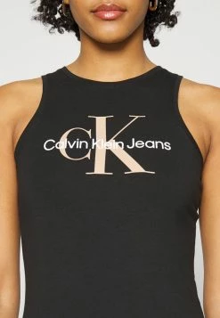 Calvin Klein Jeans SEASONAL MONOGRAM TANK DRESS - Robe En Jersey - Black -Calvin Klein Elegant Magasin d64079e071f94f58958ff2f052f775ed