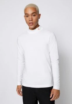 Calvin Klein Jeans SMALL BADGE MOCK NECK - T-shirt à Manches Longues - Bright White