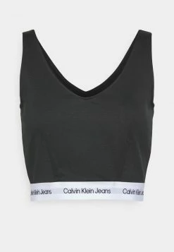 Calvin Klein Jeans CONTRAST TAPE MILANO STRAPPY - Débardeur - Black