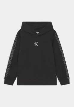 Calvin Klein Jeans LINEAR LINES MIX MEDIA HOODIE - Sweatshirt - Black