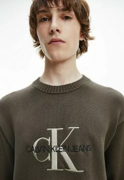 Calvin Klein Jeans MONOGRAM - Pullover - Black Olive -Calvin Klein Elegant Magasin ddbdfab48f5b44e58daa301ffefc155a