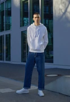 Calvin Klein Jeans REPEAT LOGO HOODIE UNISEX - Sweatshirt - White