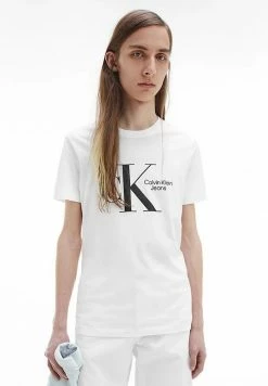 Calvin Klein Jeans DYNAMIC CK CENTER - T-shirt Imprimé - White