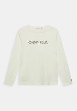 Calvin Klein Jeans INSTITUTIONAL TEE UNISEX - T-shirt à Manches Longues - Ivory
