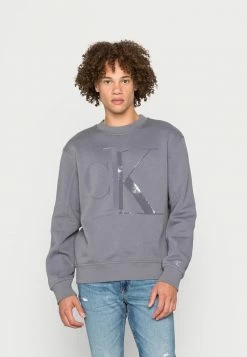 Calvin Klein Jeans BOLD SPLICED CREW NECK - Sweatshirt - Fossil Grey