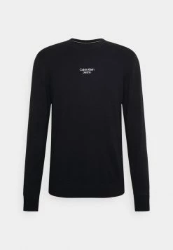 Calvin Klein Jeans STACKED LOGO CREW NECK SWEATER UNISEX - Pullover - Ck Black