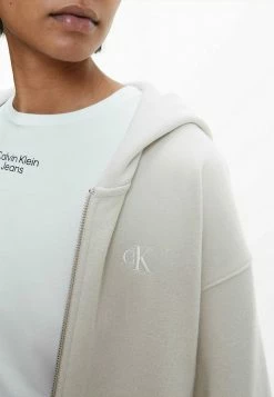 Calvin Klein Jeans Sweat à Capuche Zippé - Eggshell -Calvin Klein Elegant Magasin e28fdeec8b4443939f9e78b62810d43a