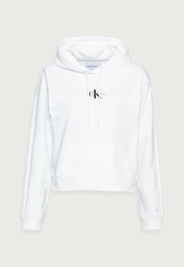 Calvin Klein Jeans CROPPED MONOGRAM HOODIE - Sweatshirt - White 4 Calvin Klein Jeans CROPPED MONOGRAM HOODIE - Sweatshirt - White – Image 4