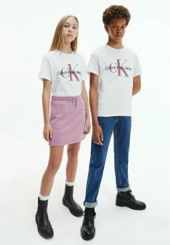 Calvin Klein Jeans MONOGRAM - T-shirt Imprimé - White Dusky Orchid