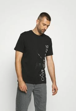 Calvin Klein Jeans VERTICAL LOGO TEE - T-shirt Imprimé - Black