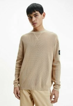 Calvin Klein Jeans BADGE WAFFLE - Pullover - Tawny Sand