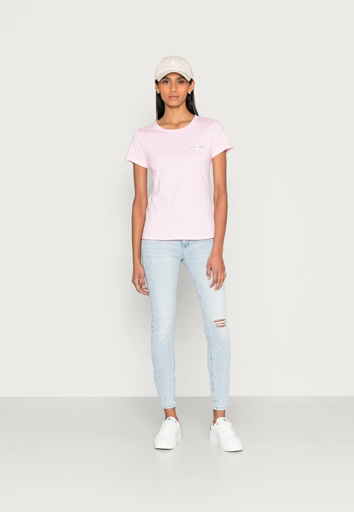 Calvin Klein Jeans MONOLOGO SLIM TEE 2 PACK - T-shirt Imprimé - Bright White/bella 1 Calvin Klein Jeans MONOLOGO SLIM TEE 2 PACK - T-shirt Imprimé - Bright White/bella