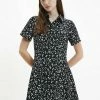 Calvin Klein Jeans SHORT SLEEVE - Robe Chemise - Floral Aop Ck Black Bright White