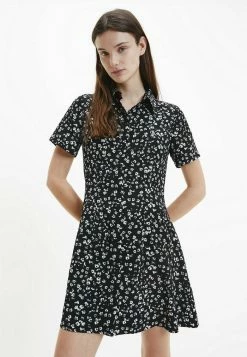 Calvin Klein Jeans SHORT SLEEVE - Robe Chemise - Floral Aop Ck Black Bright White